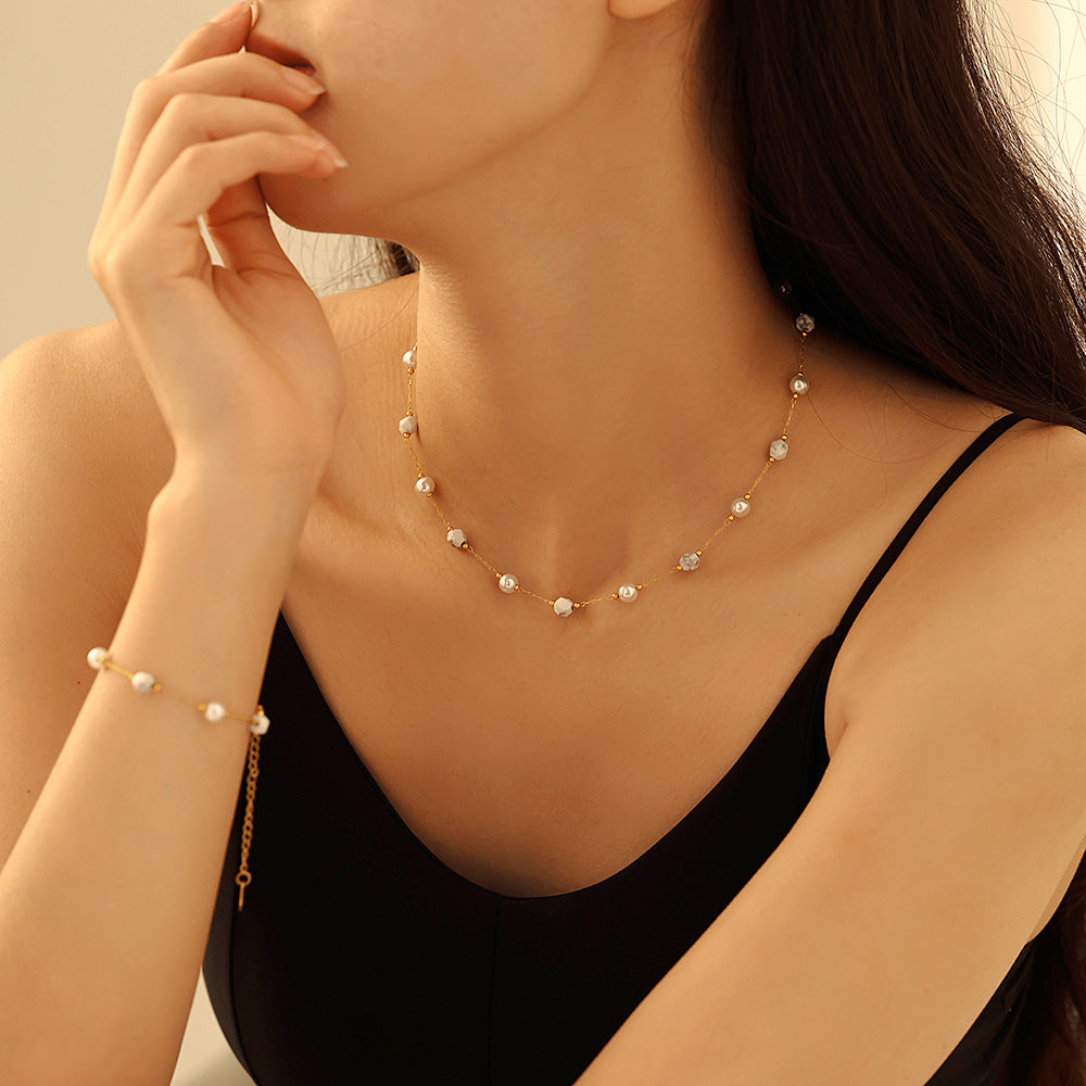 Moonlit Pearl Constellation Necklace