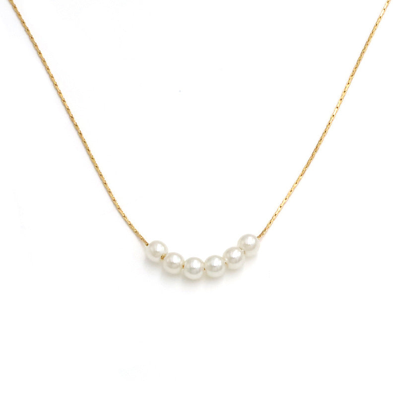 Six Pearls Curve Necklace