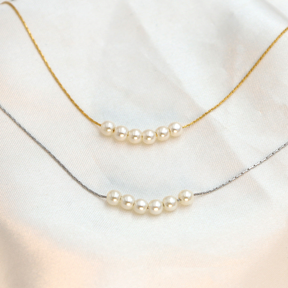 Six Pearls Curve Necklace