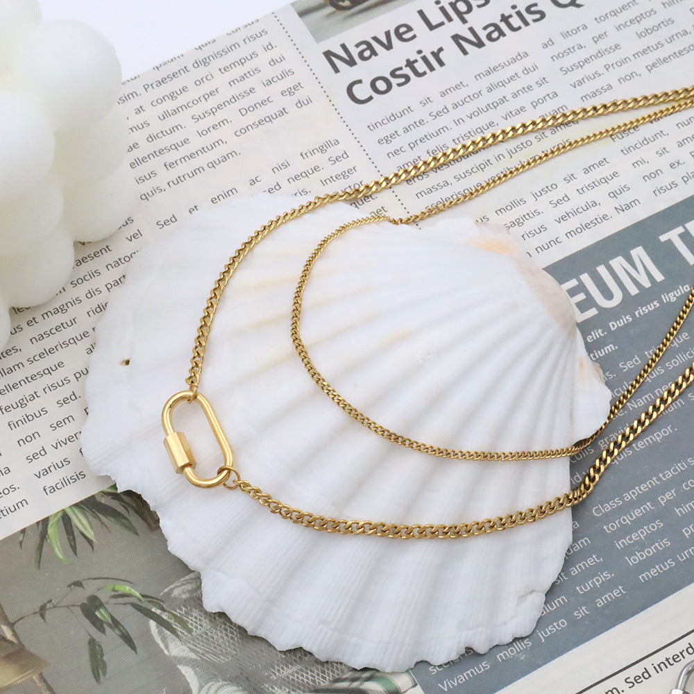Modernist Double-Chain Buckle Necklace