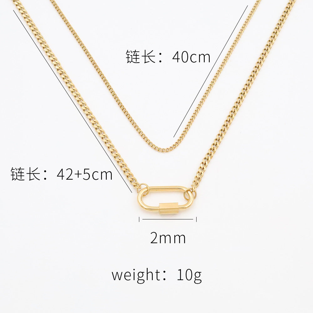 Modernist Double-Chain Buckle Necklace