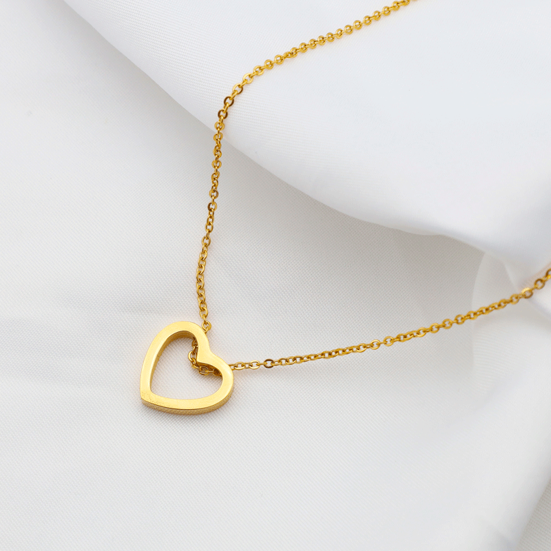 Gold Open Heart Pendant Necklace