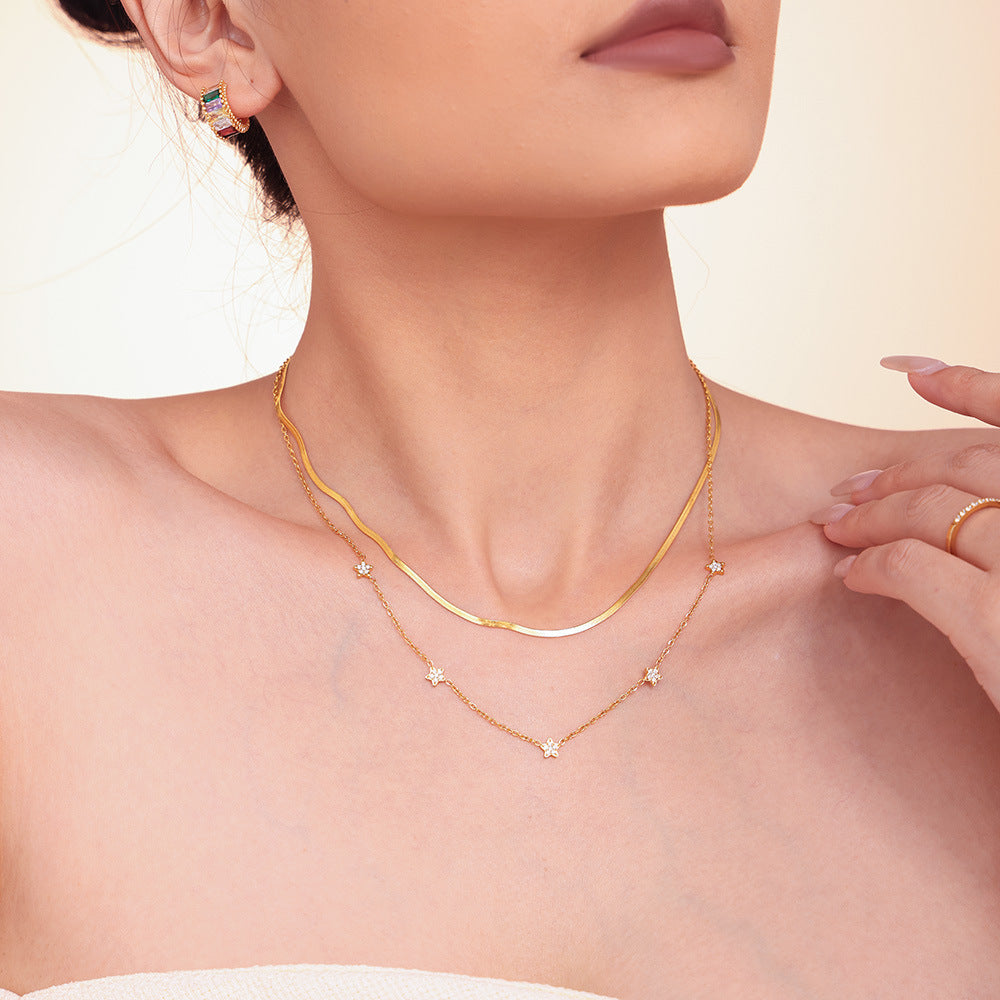 Triple Star Zircon Necklace
