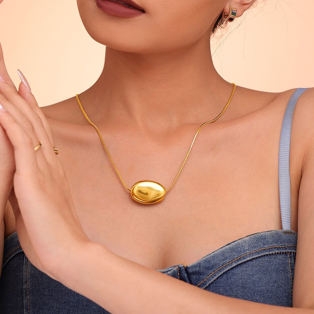 Polished Oval Statement Necklace