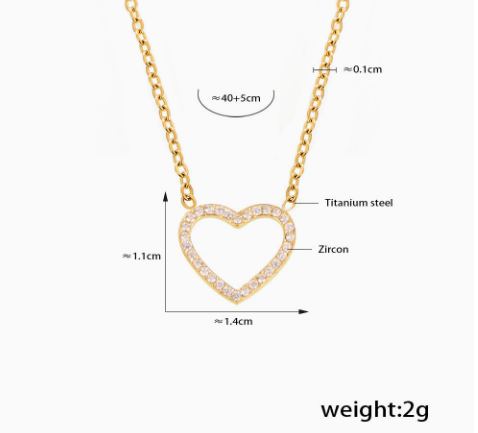 Crystal Heart Outline Necklace