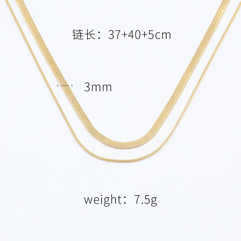Double-Layer Herringbone Chain Necklace