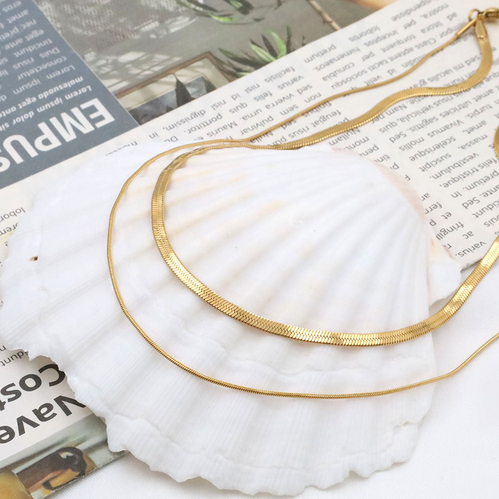 Double-Layer Herringbone Chain Necklace