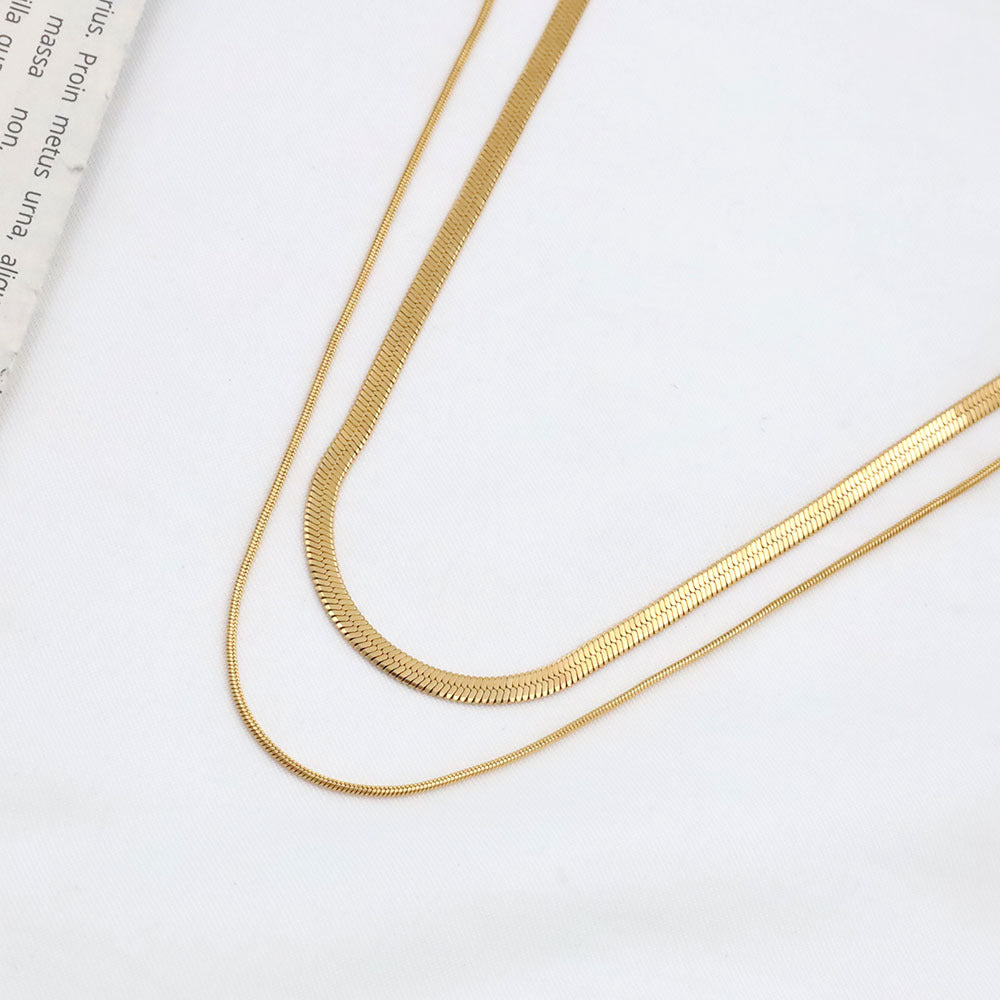 Double-Layer Herringbone Chain Necklace