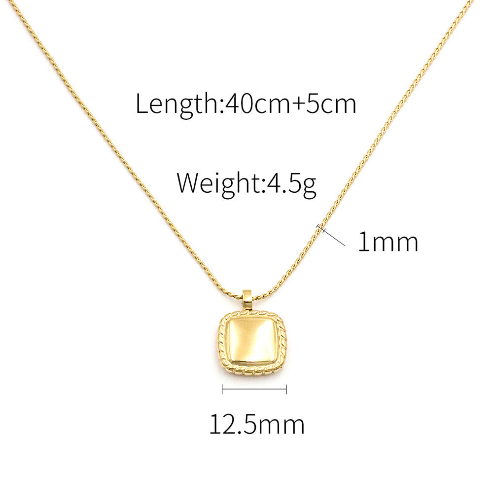 Classic Rope-Edge Square Pendant Necklace
