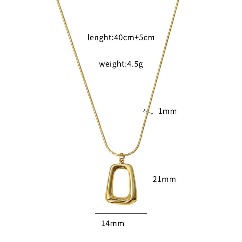Gold Cutout Rectangle Pendant Necklace