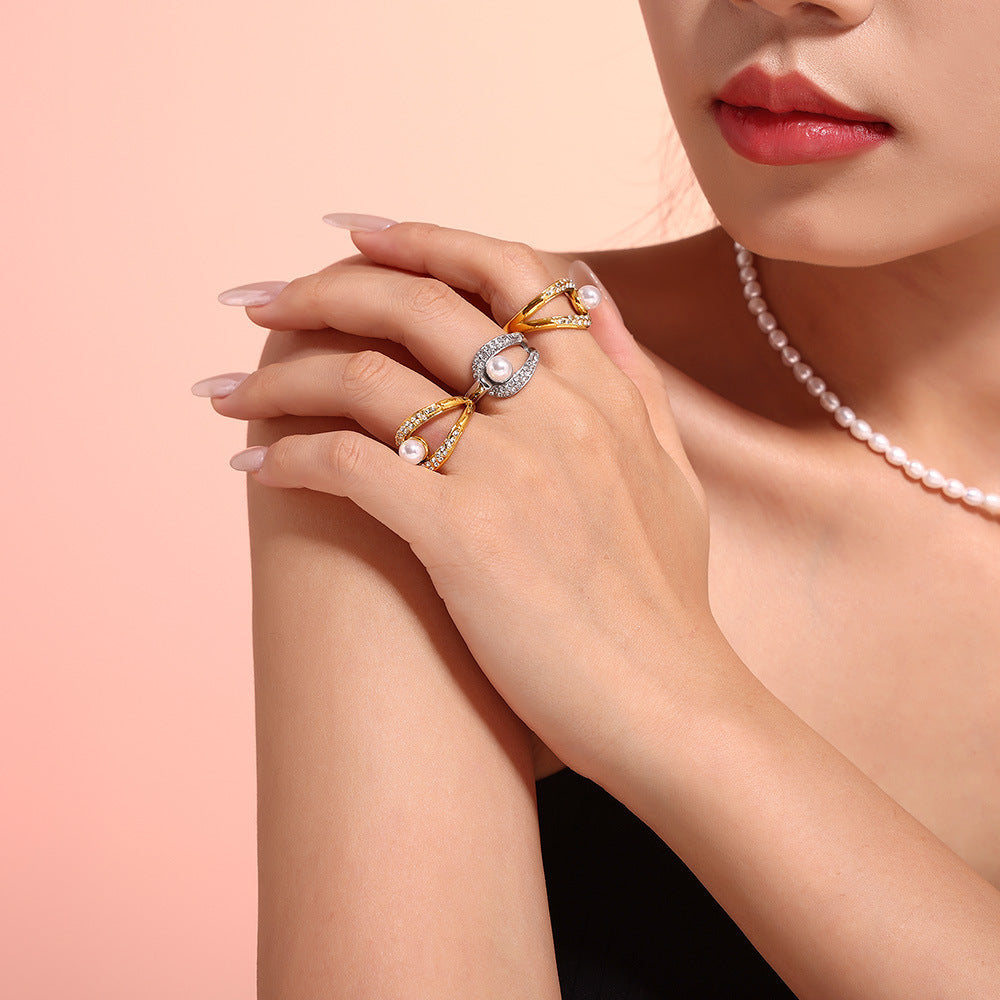 Seraphina Pearl Wave Ring