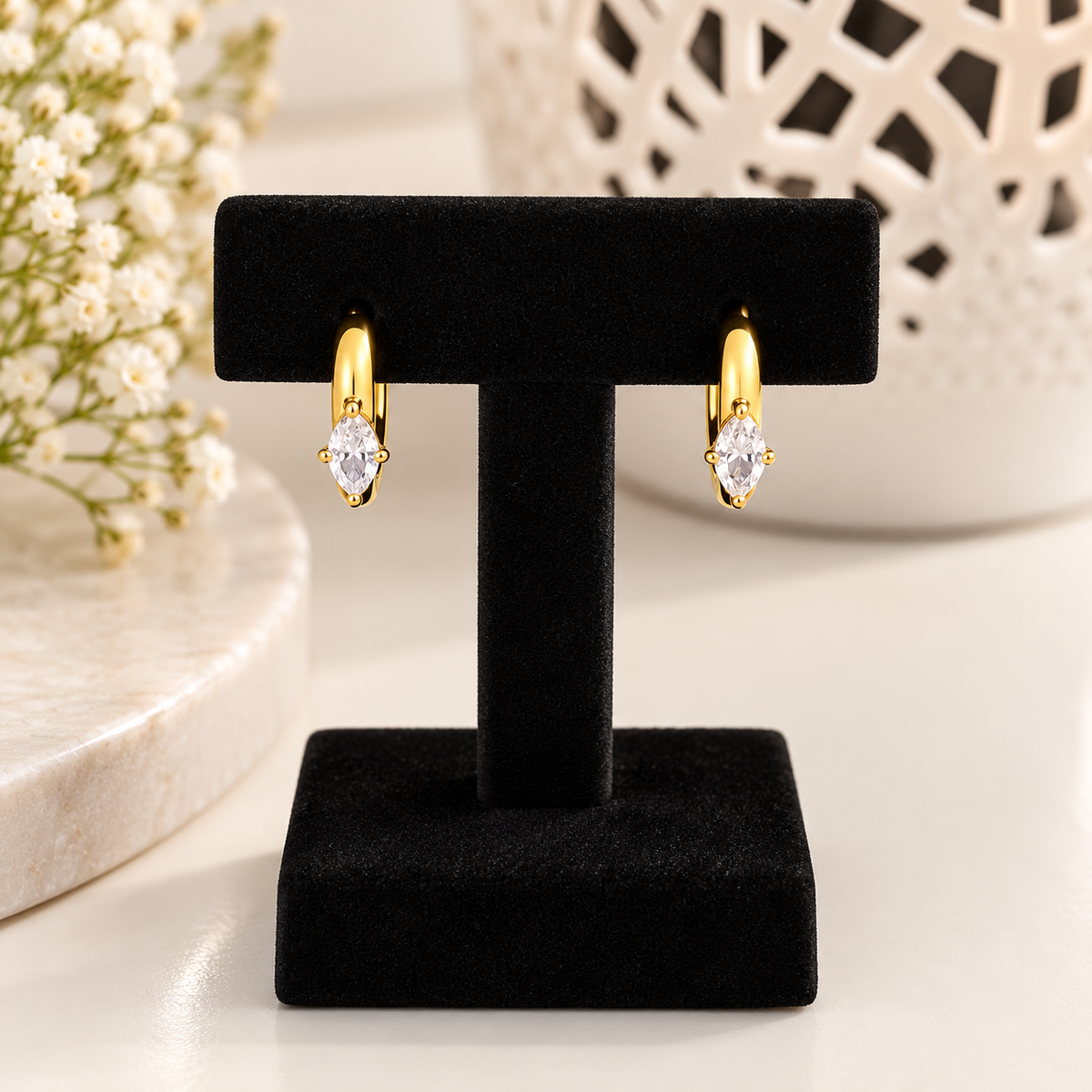 Marquise Crystal Huggie Earrings