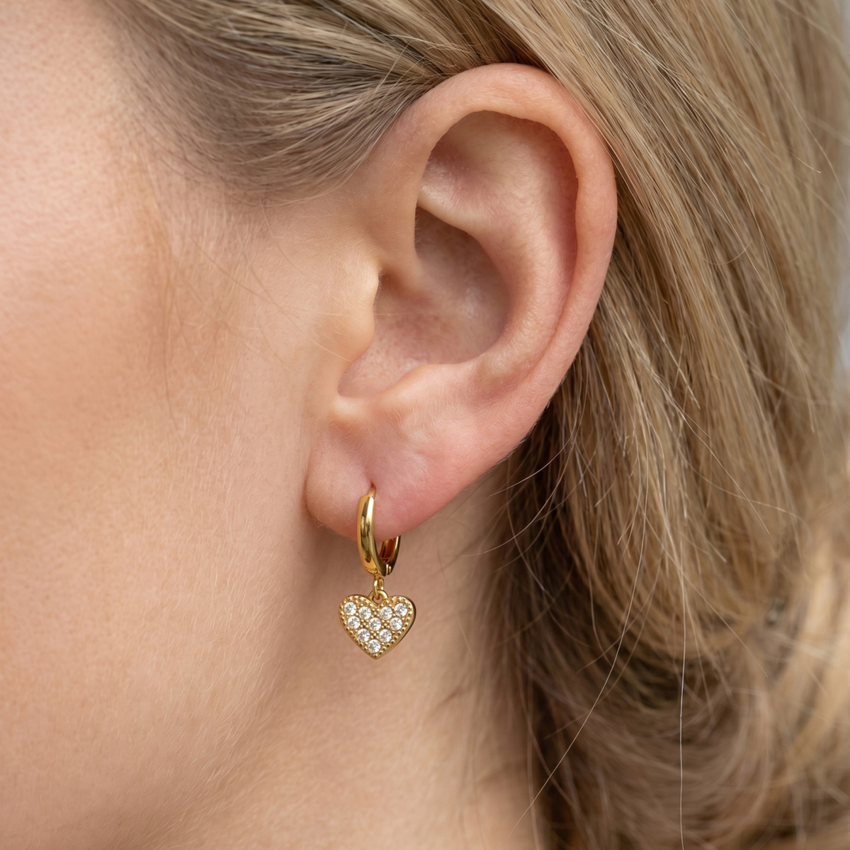Celeste Crystal Heart Hoop Earrings