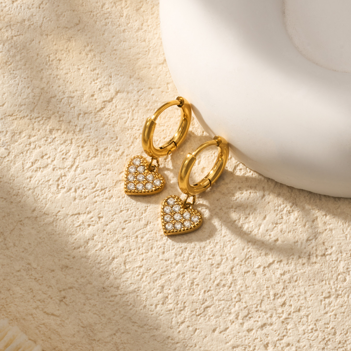 Celeste Crystal Heart Hoop Earrings