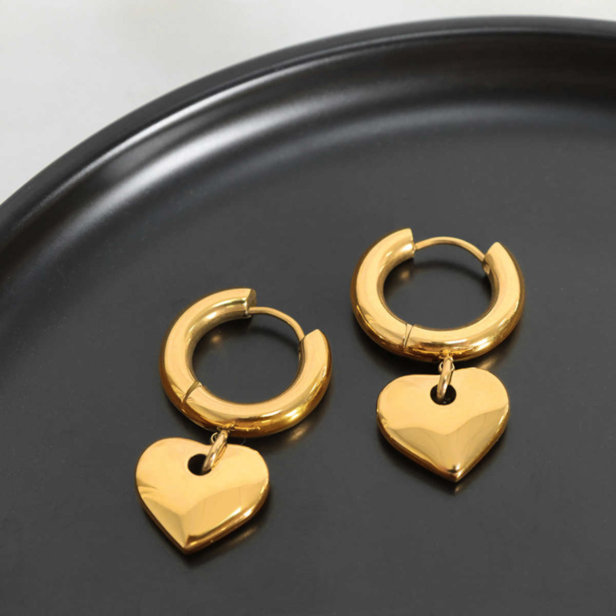 Luna Polished Heart Hoop Earrings