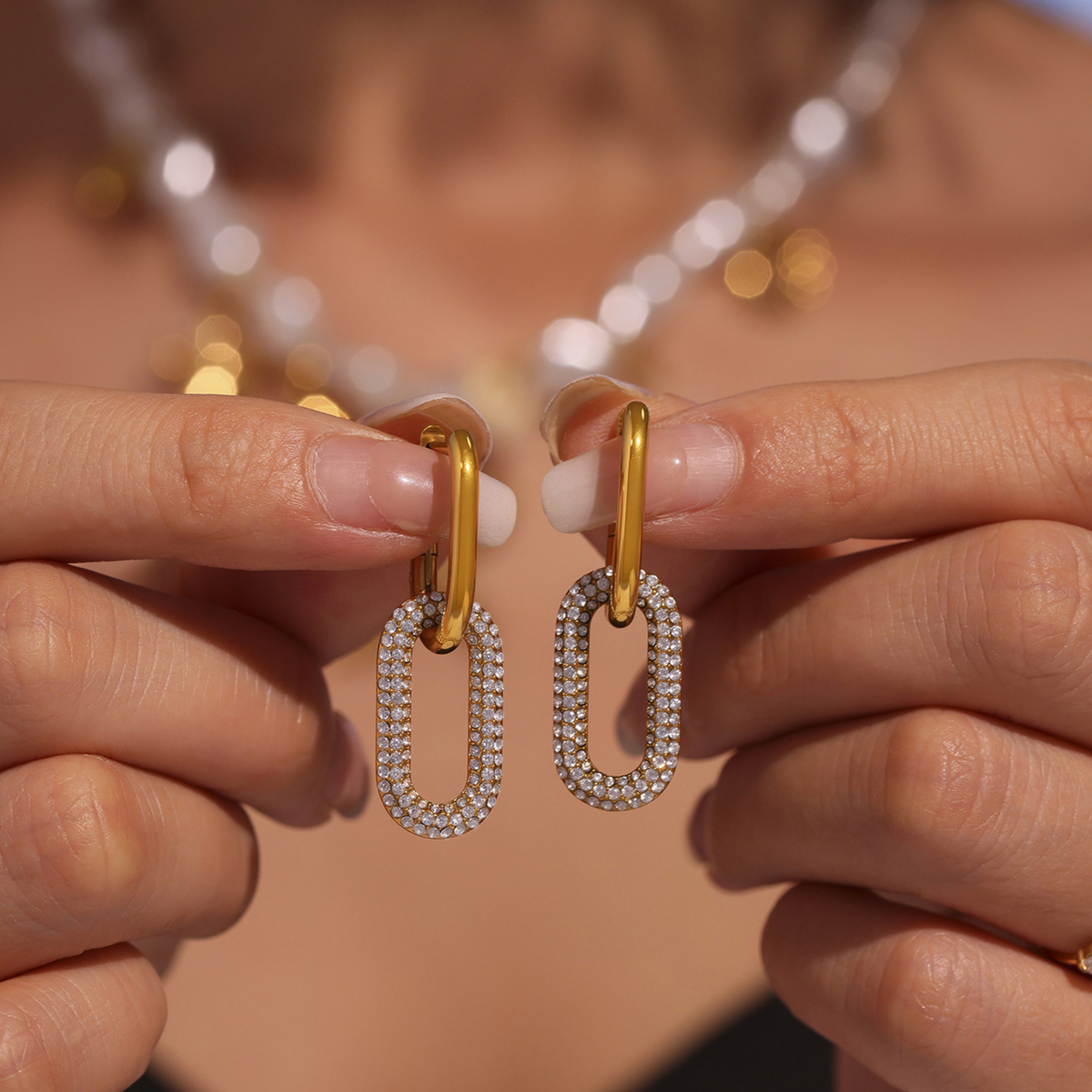 Aurora Crystal Link Statement Earrings