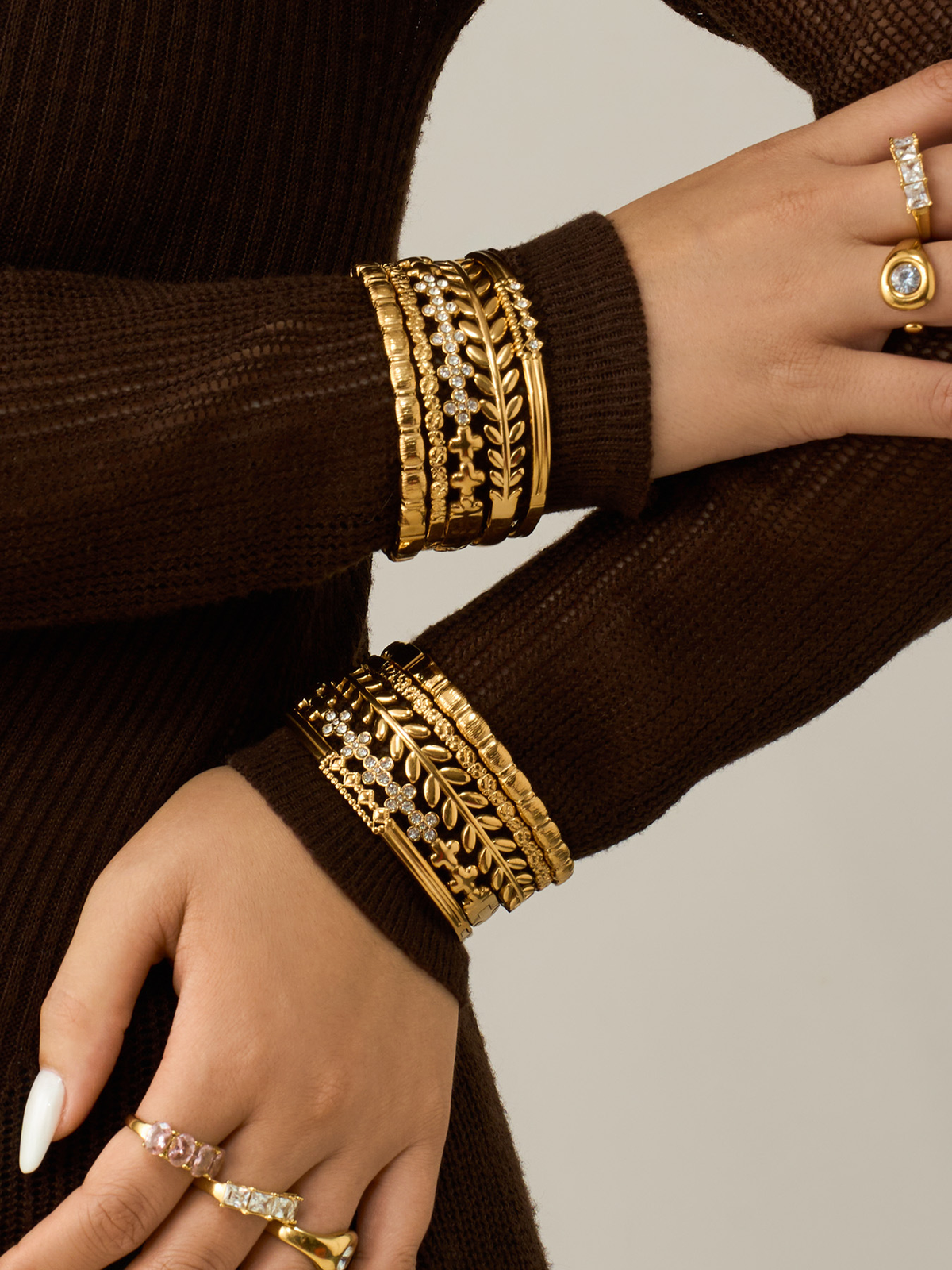 Auric Laurel Leaf Cuff Bracelet