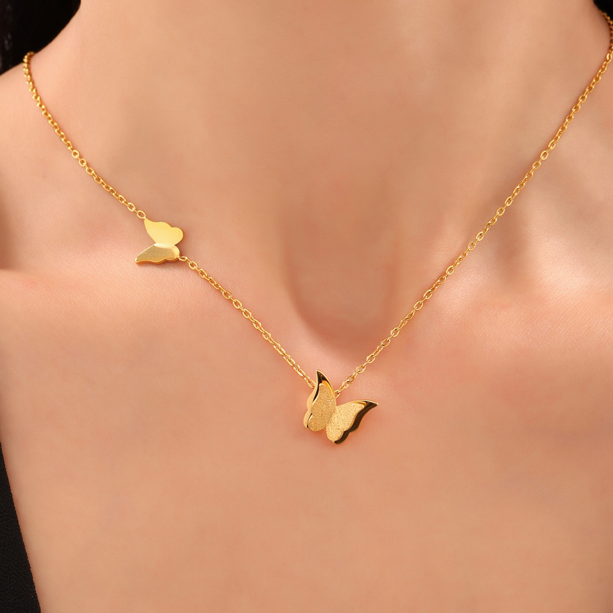 Golden Flutter Butterfly Necklace