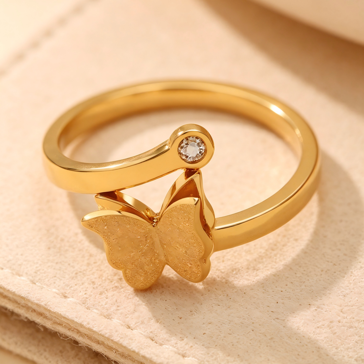 Golden Flutter Butterfly Ring