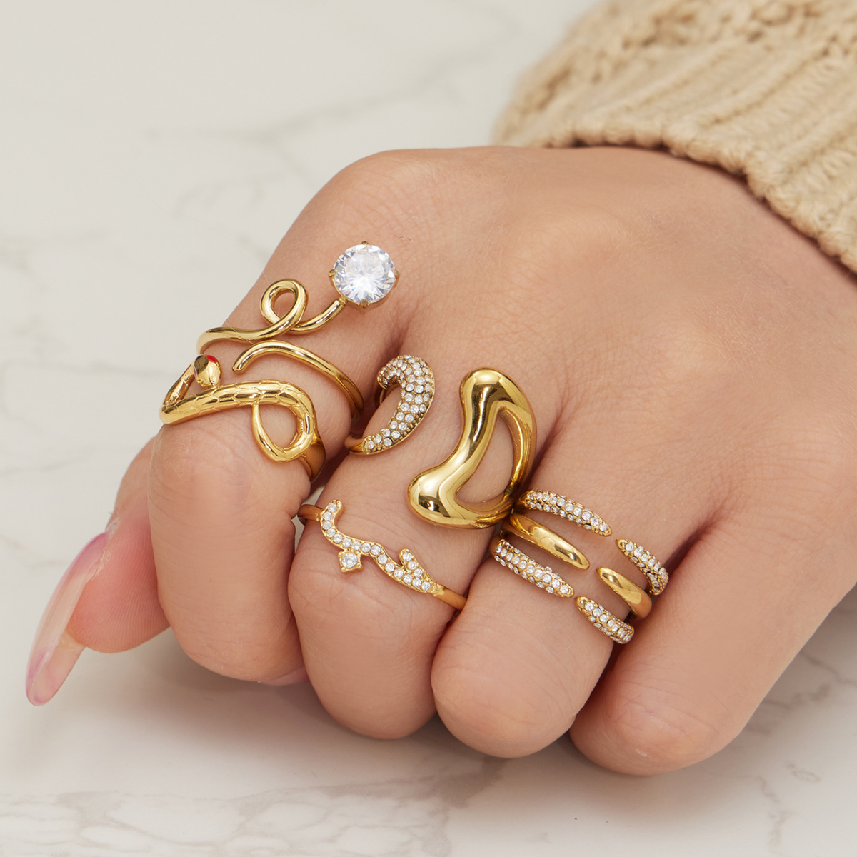 Aurora Triple Band Crystal Ring