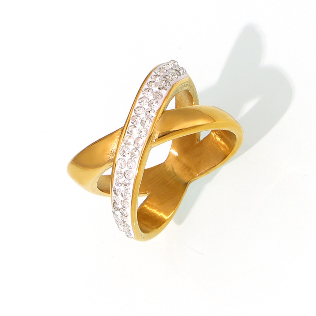 Radiant Crossline Crystal Ring