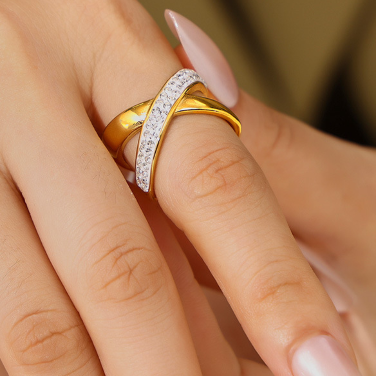 Radiant Crossline Crystal Ring