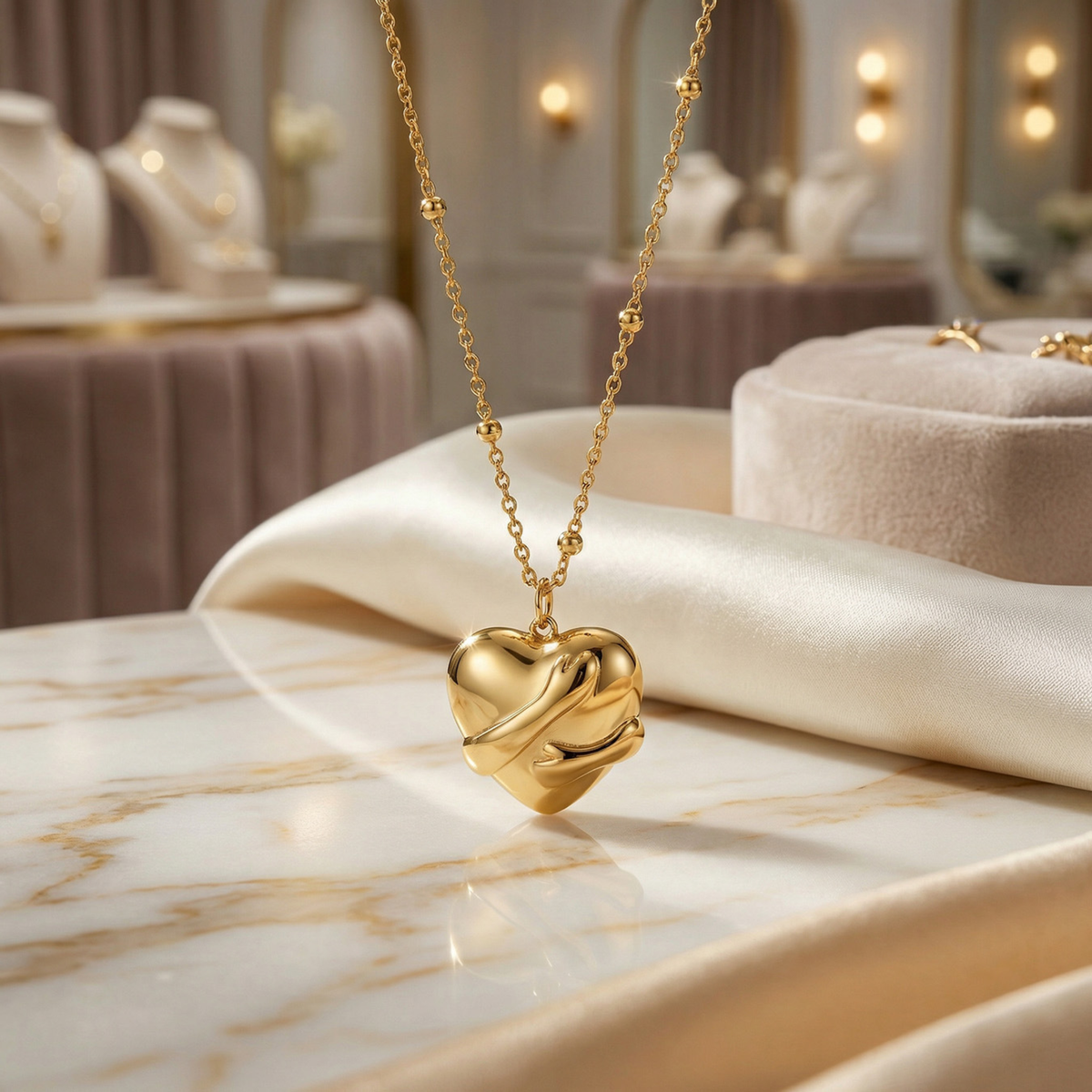 Golden Embrace Heart Necklace