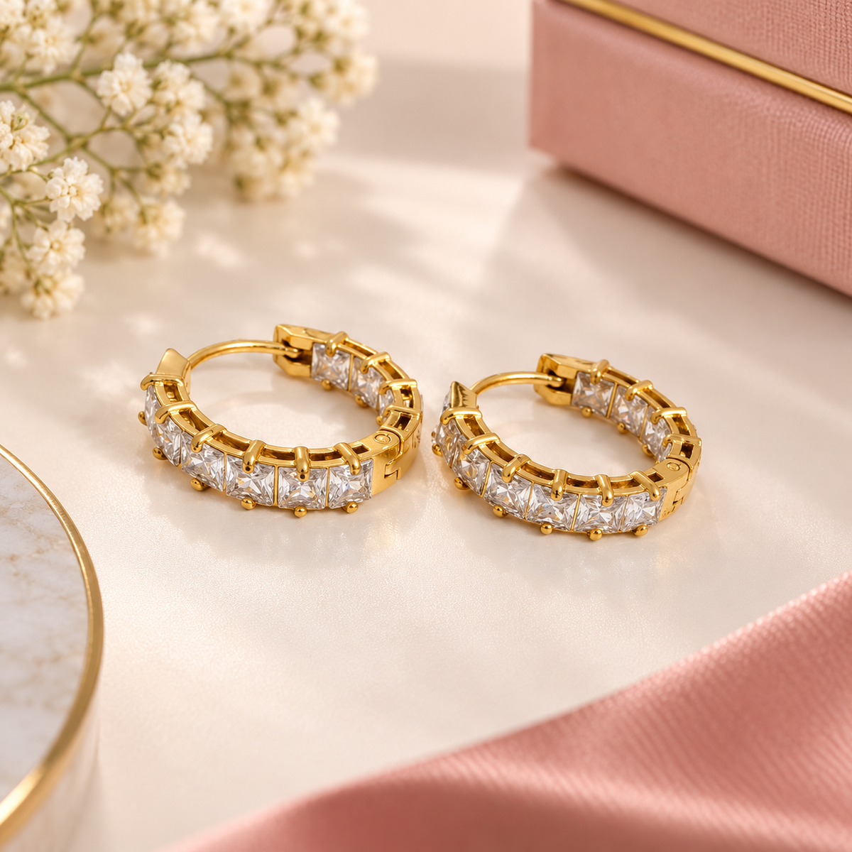 Regalia Princess-Cut Crystal Hoops