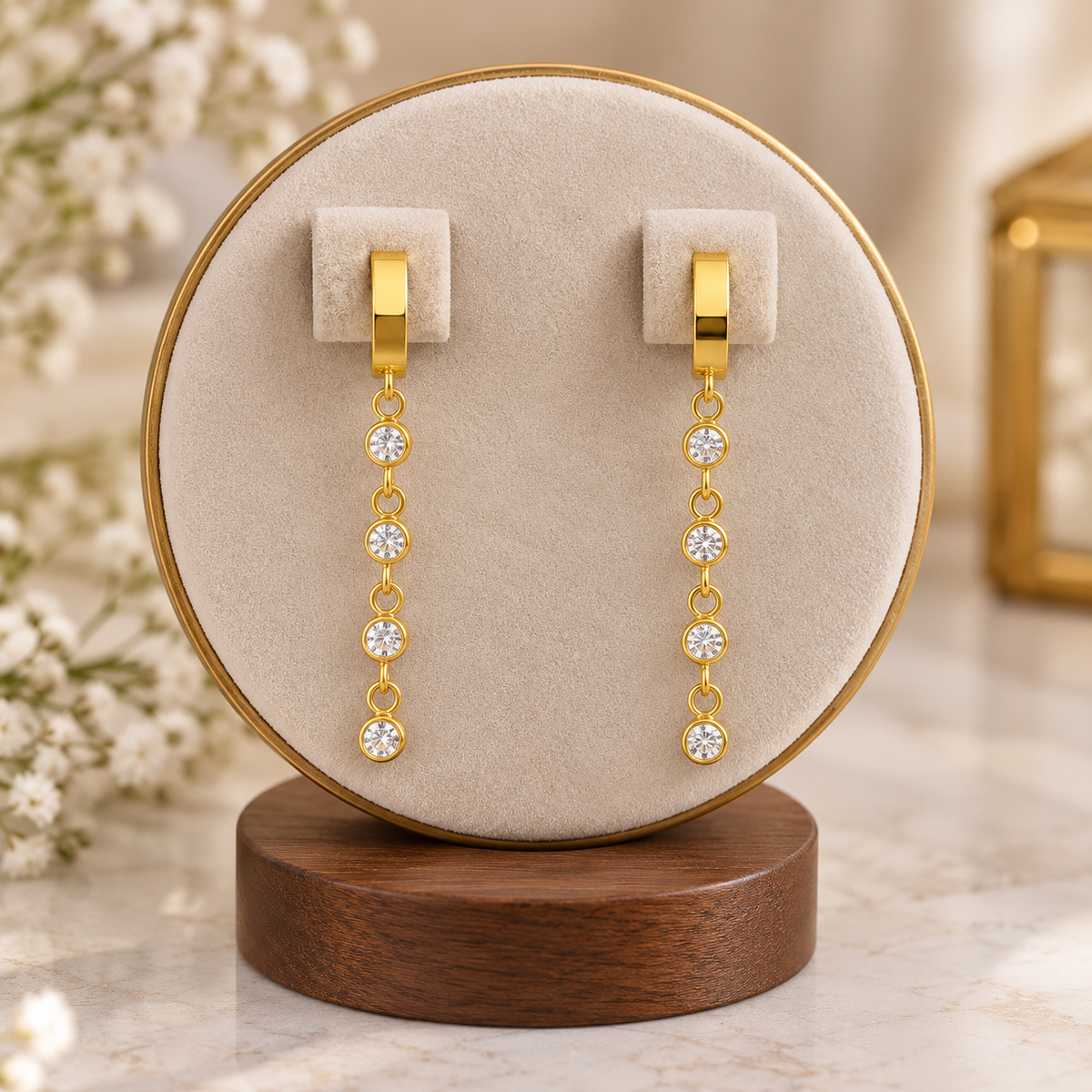 Gold-Tone Crystal Drop Earrings