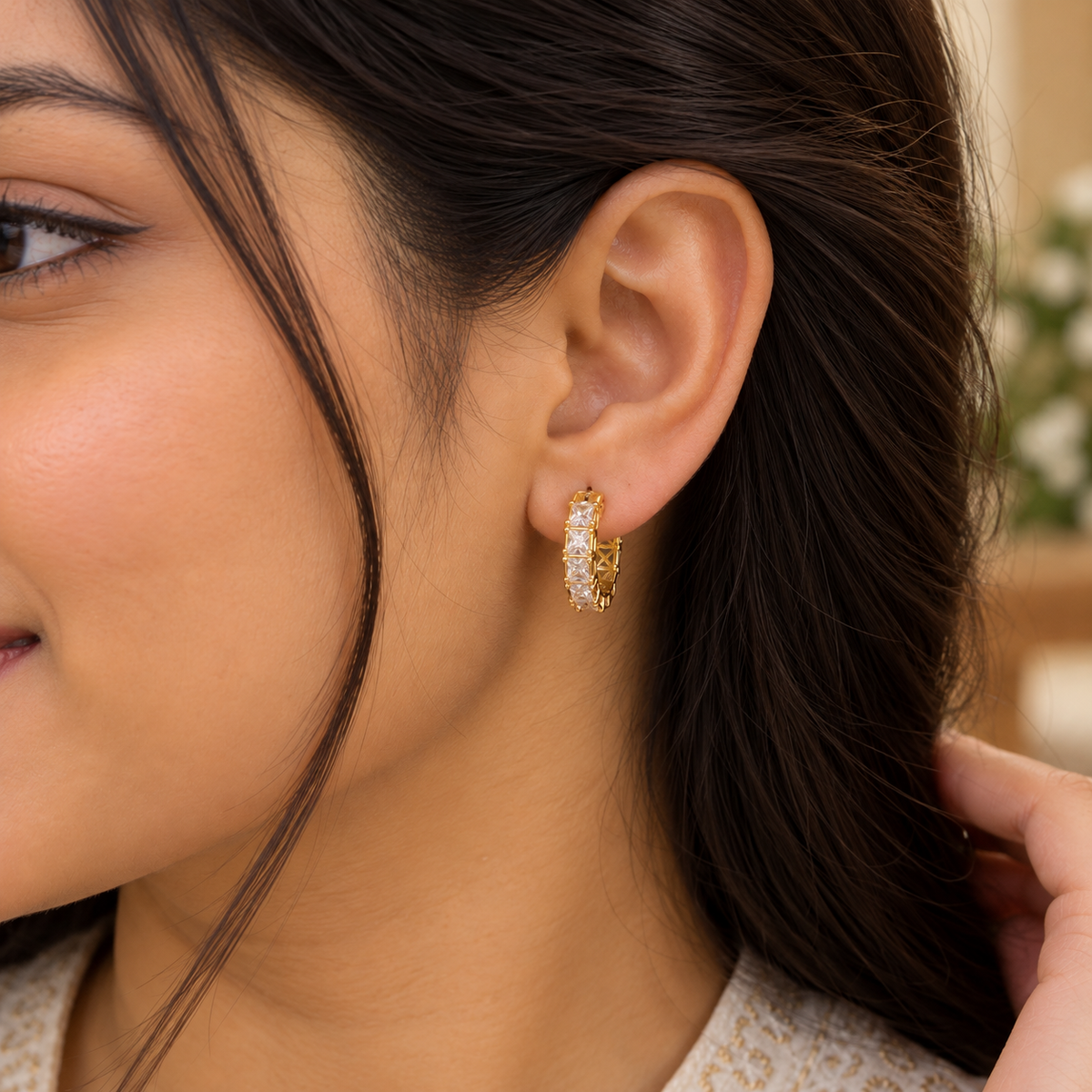 Regalia Princess-Cut Crystal Hoops
