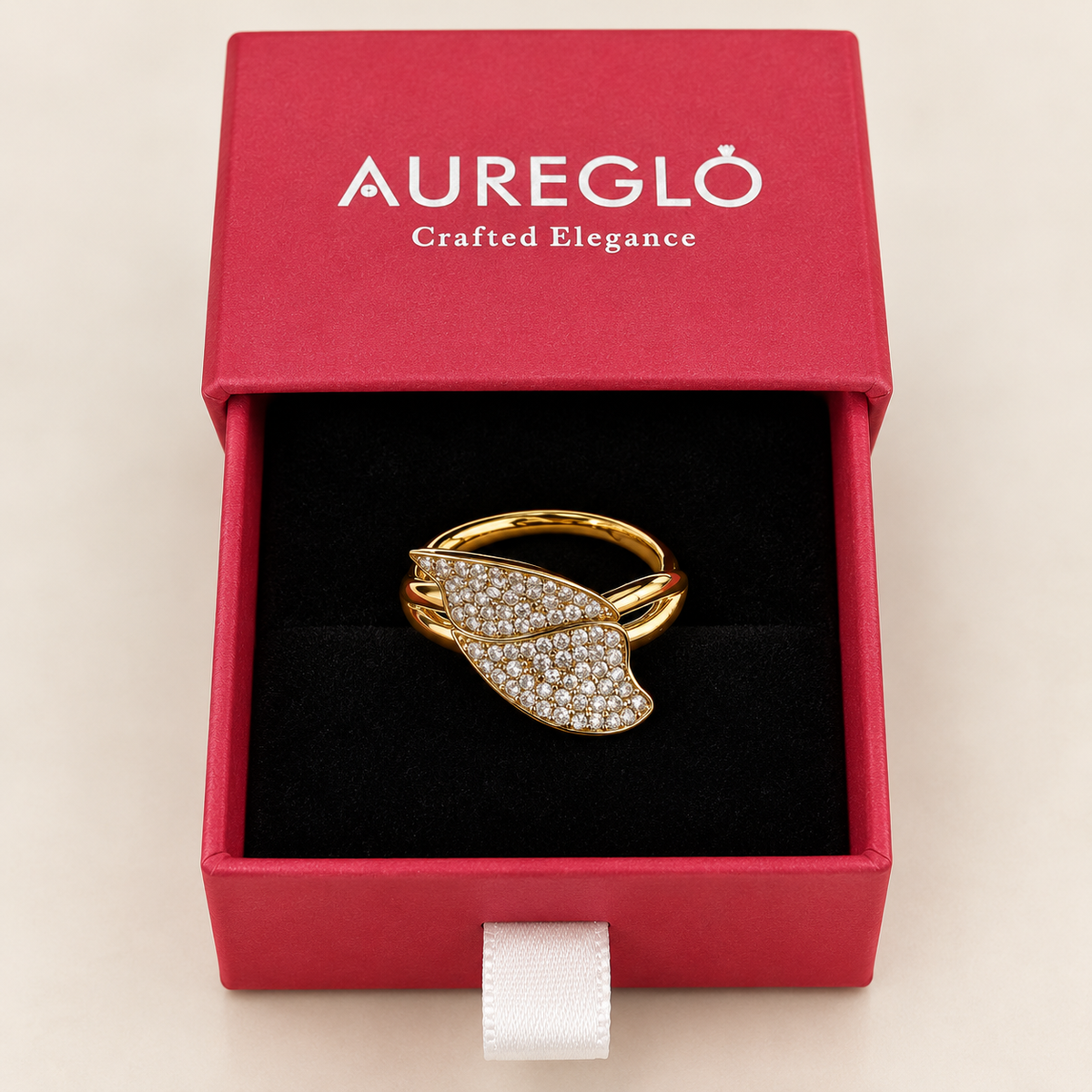 Leaf Pavé Statement Ring