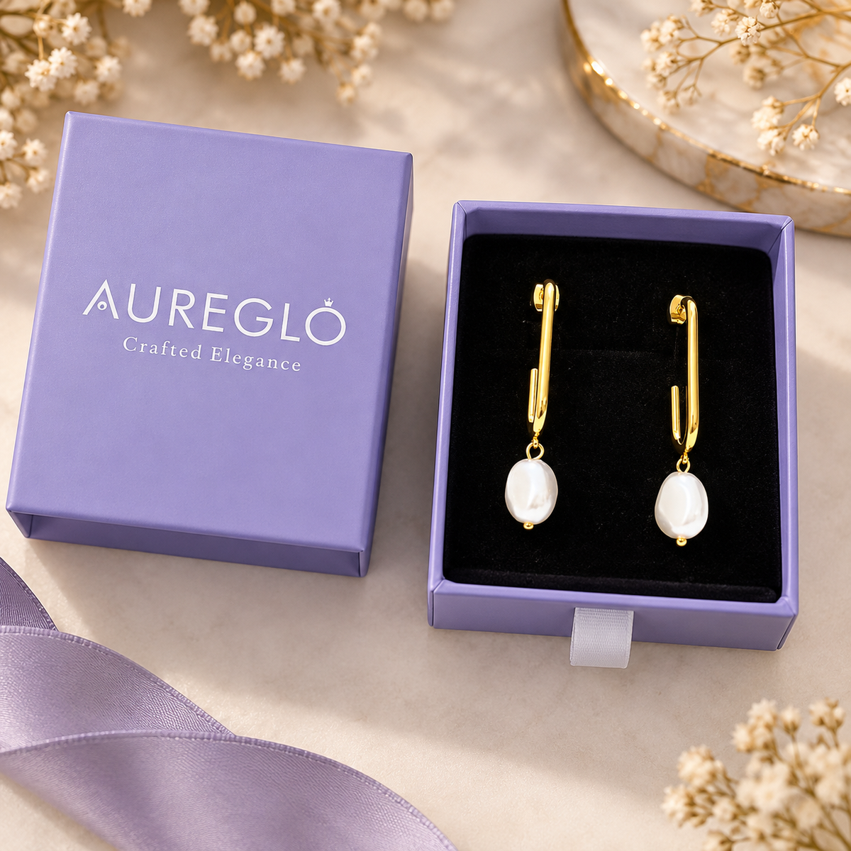 Pearl Drop Paperclip Earrings