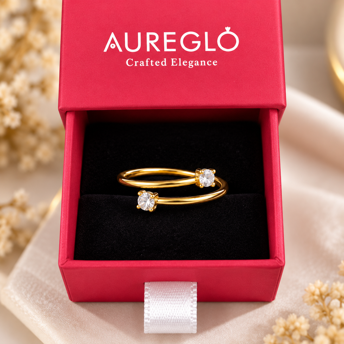 Twin Solitaire Bypass Ring