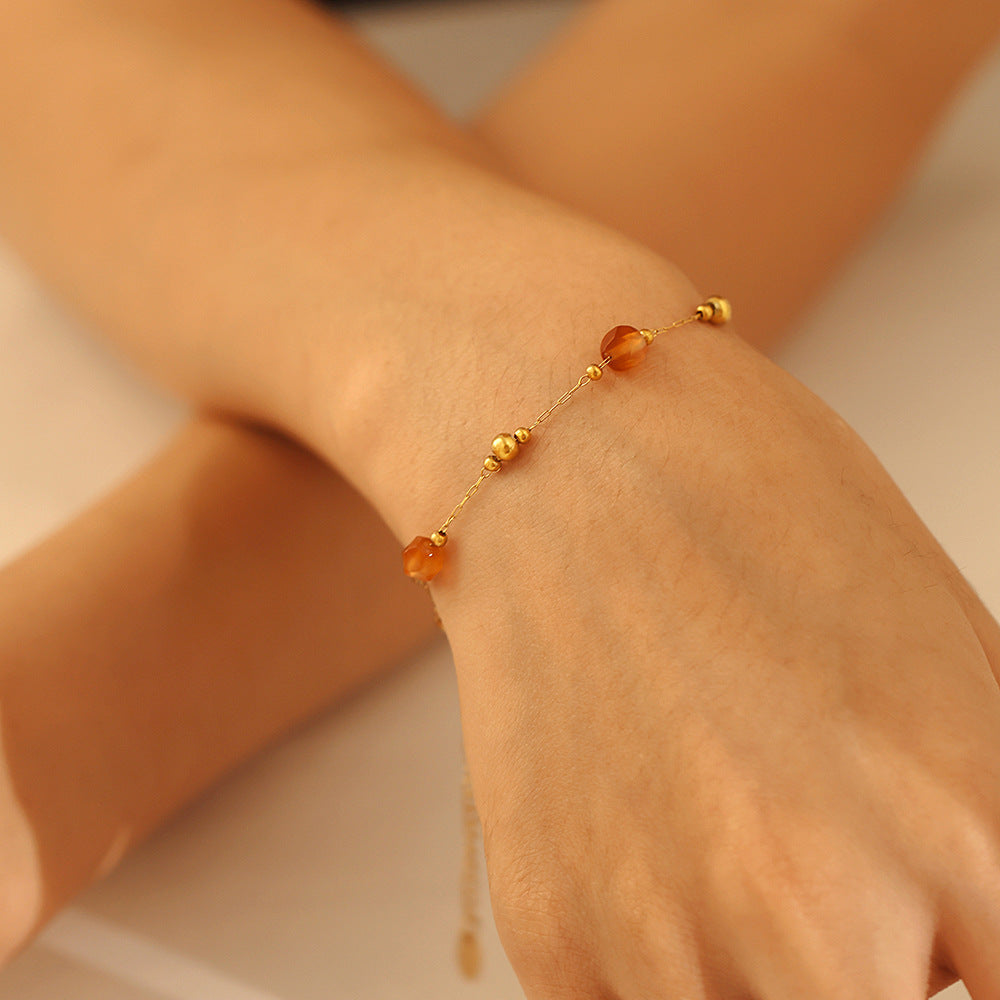 Sunstone Bead Bracelet