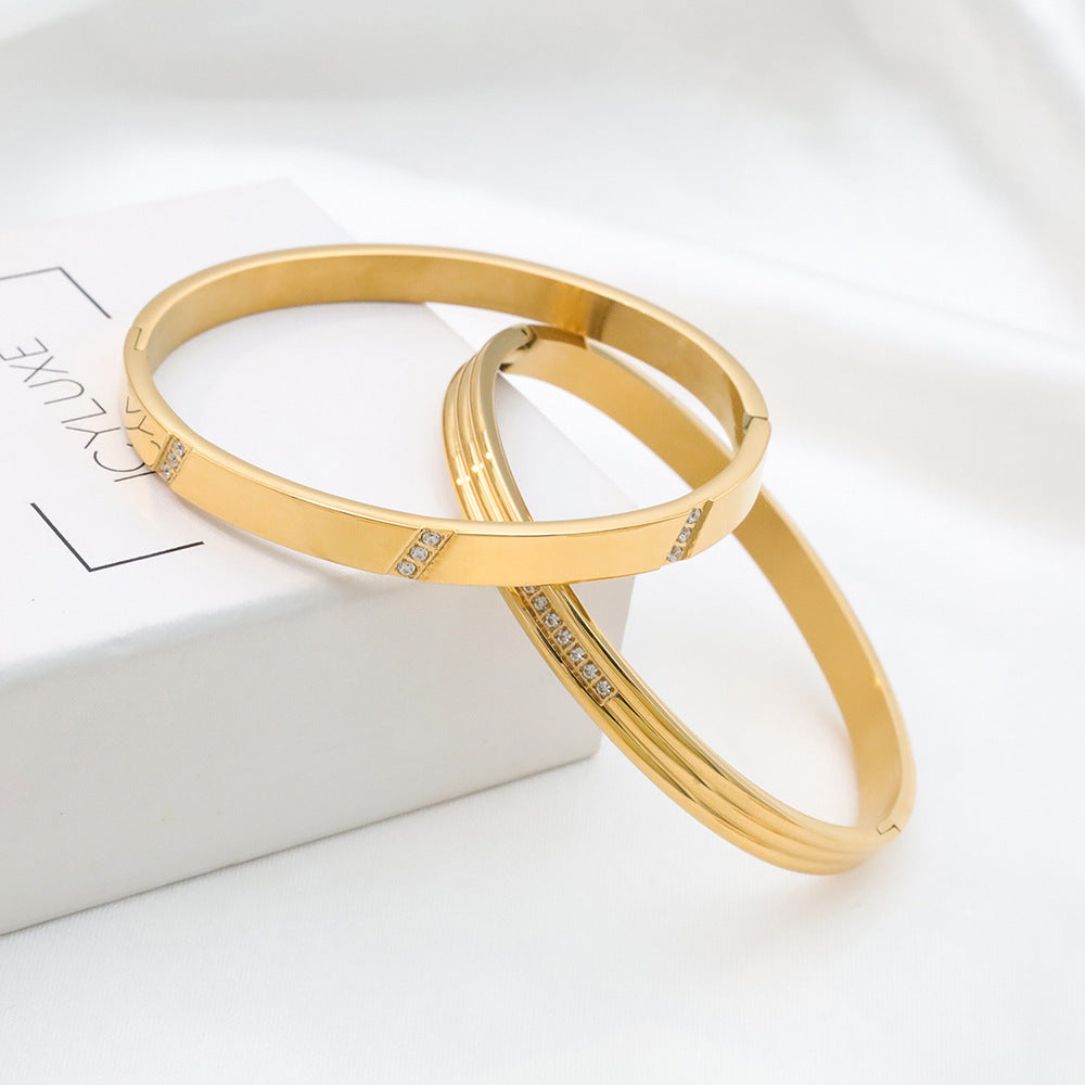 Crystal Line Hinged Bangle