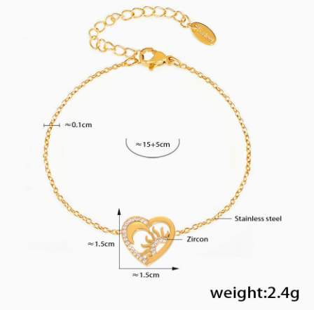 Enchanted Heart Deer Bracelet