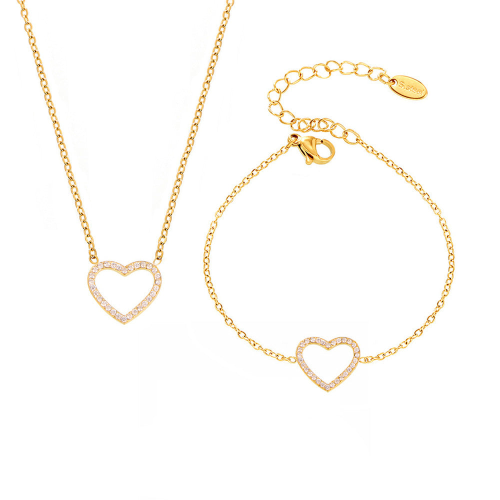 Celestial Heart Crystal Necklace & Bracelet Set
