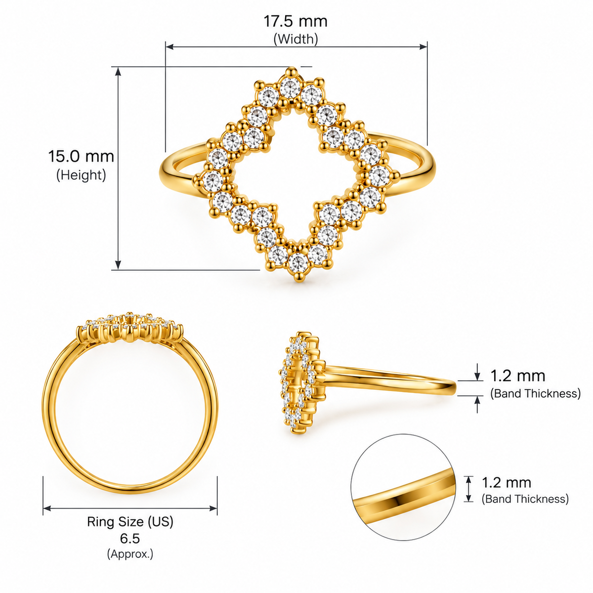 Quatrefoil Pavé Open Ring