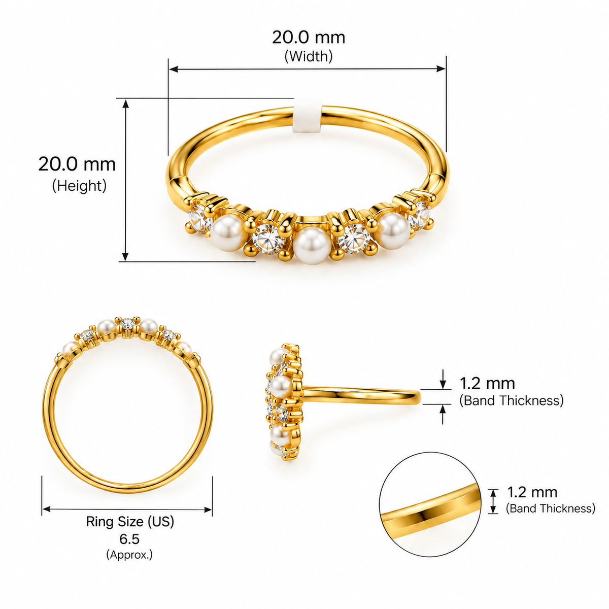 Pearl & Crystal Alternating Band
