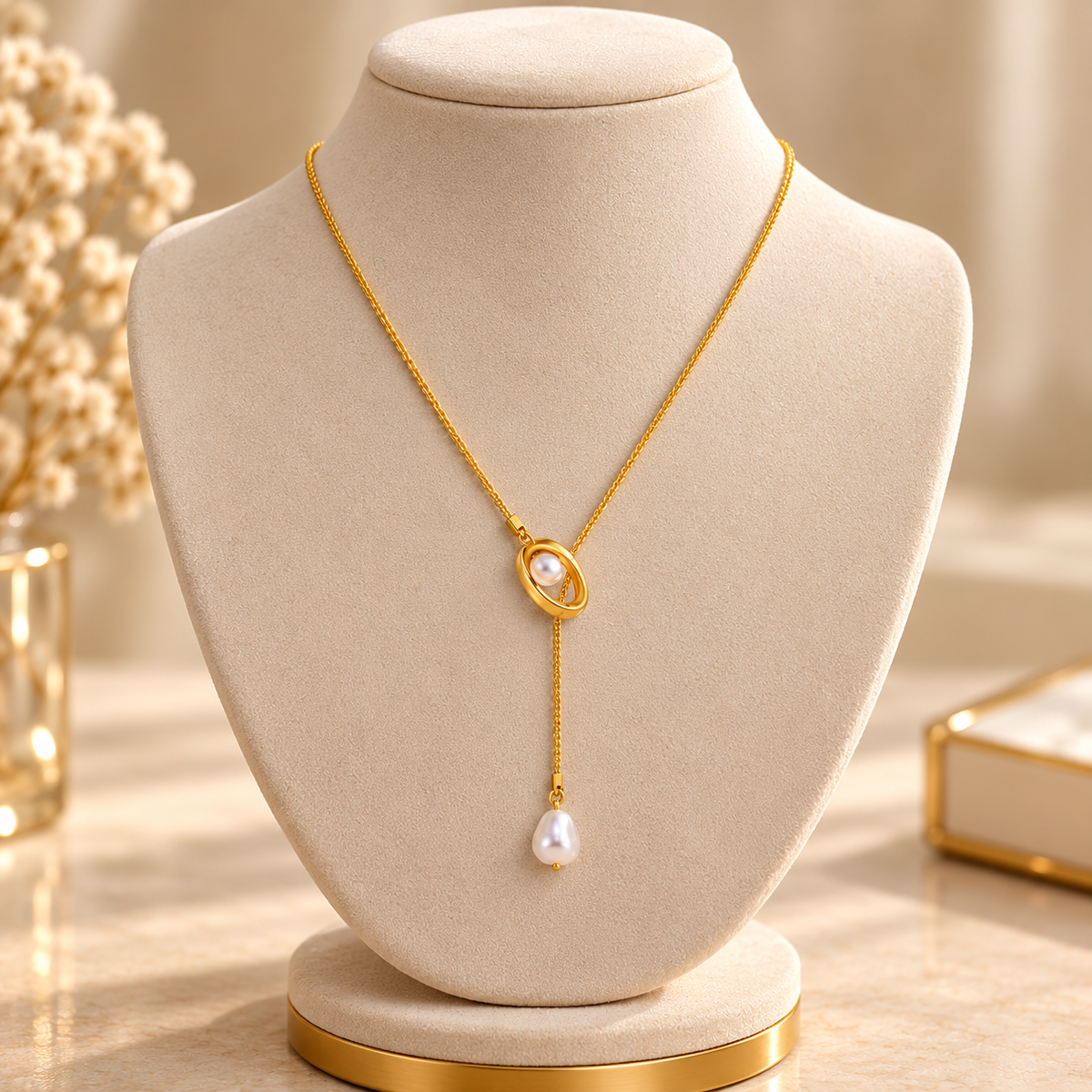 Perle Cascade Lariat Necklace
