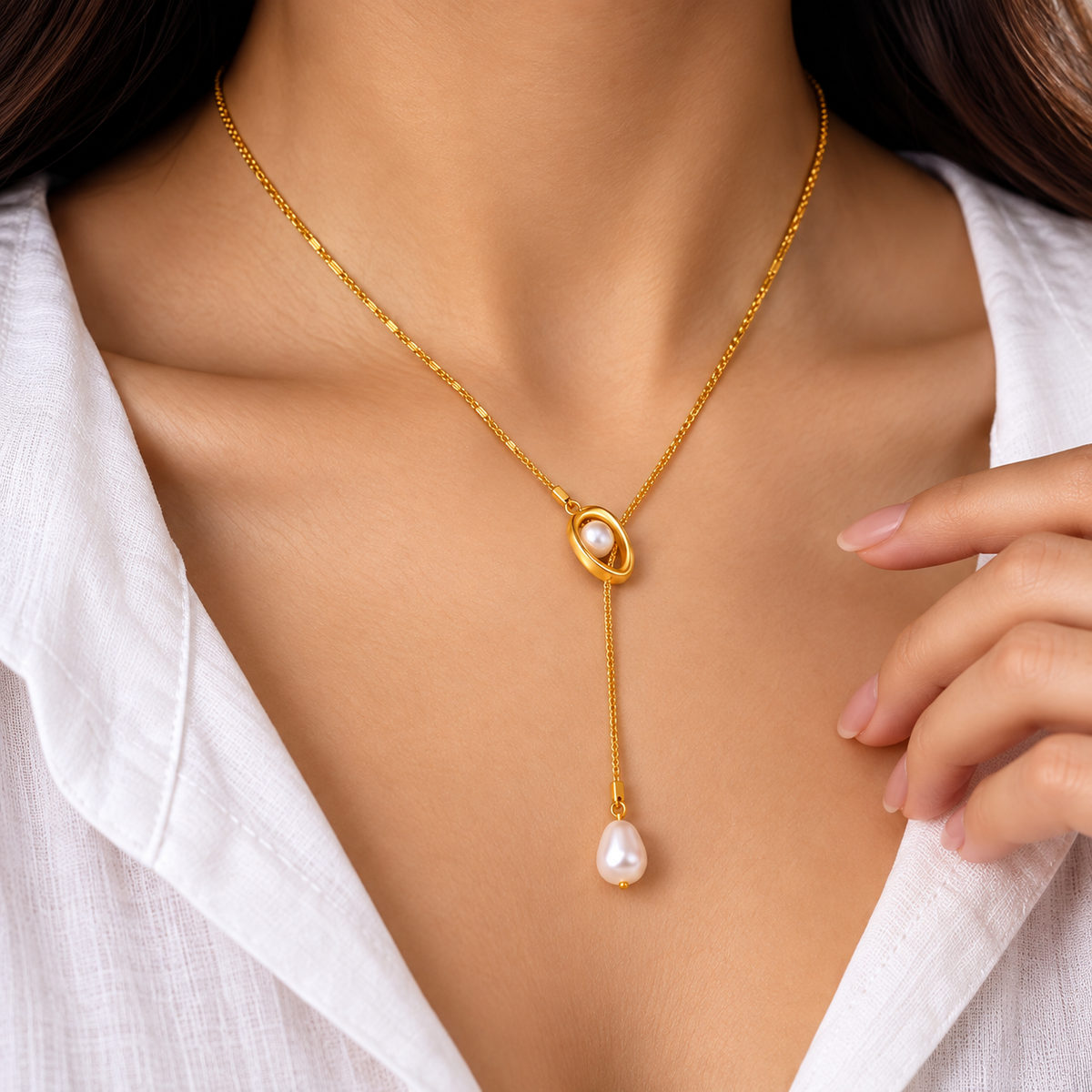 Perle Cascade Lariat Necklace