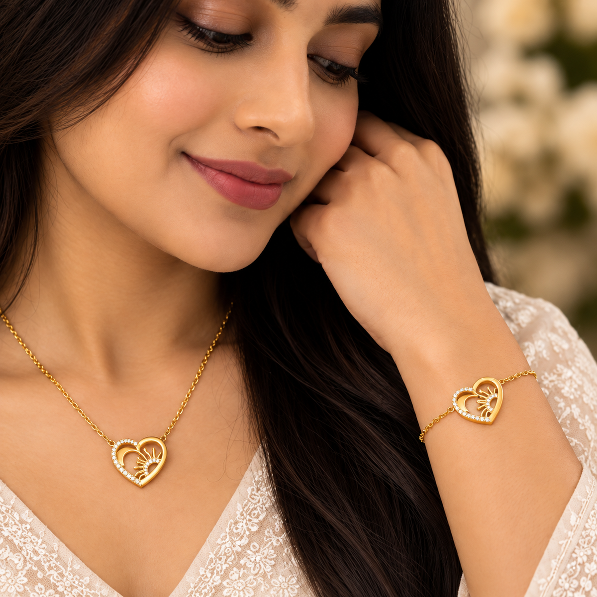 Eternal Heart Necklace & Bracelet Set