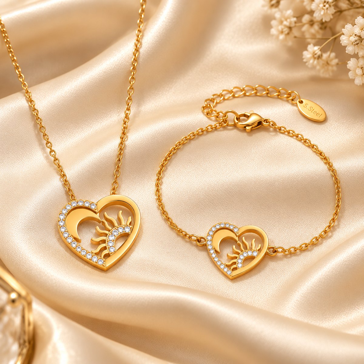 Eternal Heart Necklace & Bracelet Set