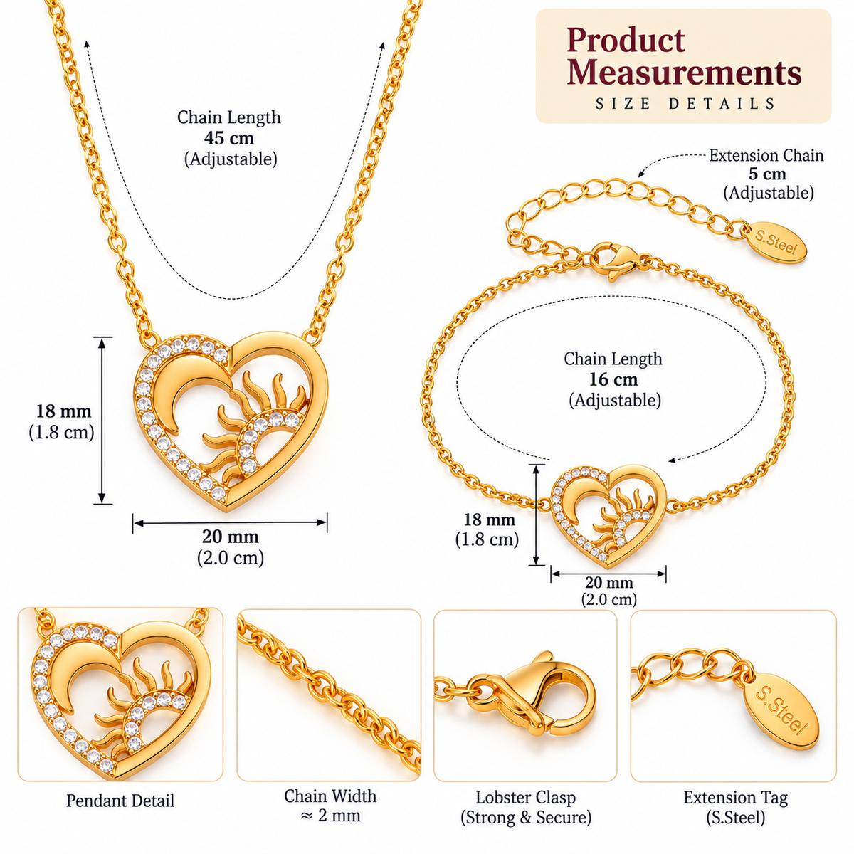 Eternal Heart Necklace & Bracelet Set