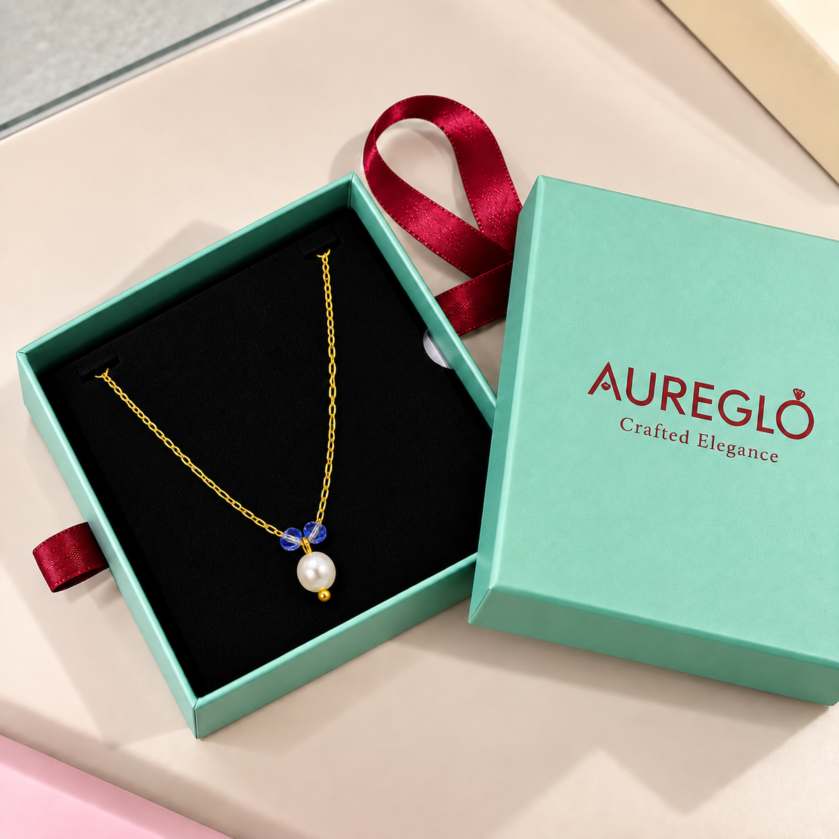 Azure Pearl Dewdrop Necklace