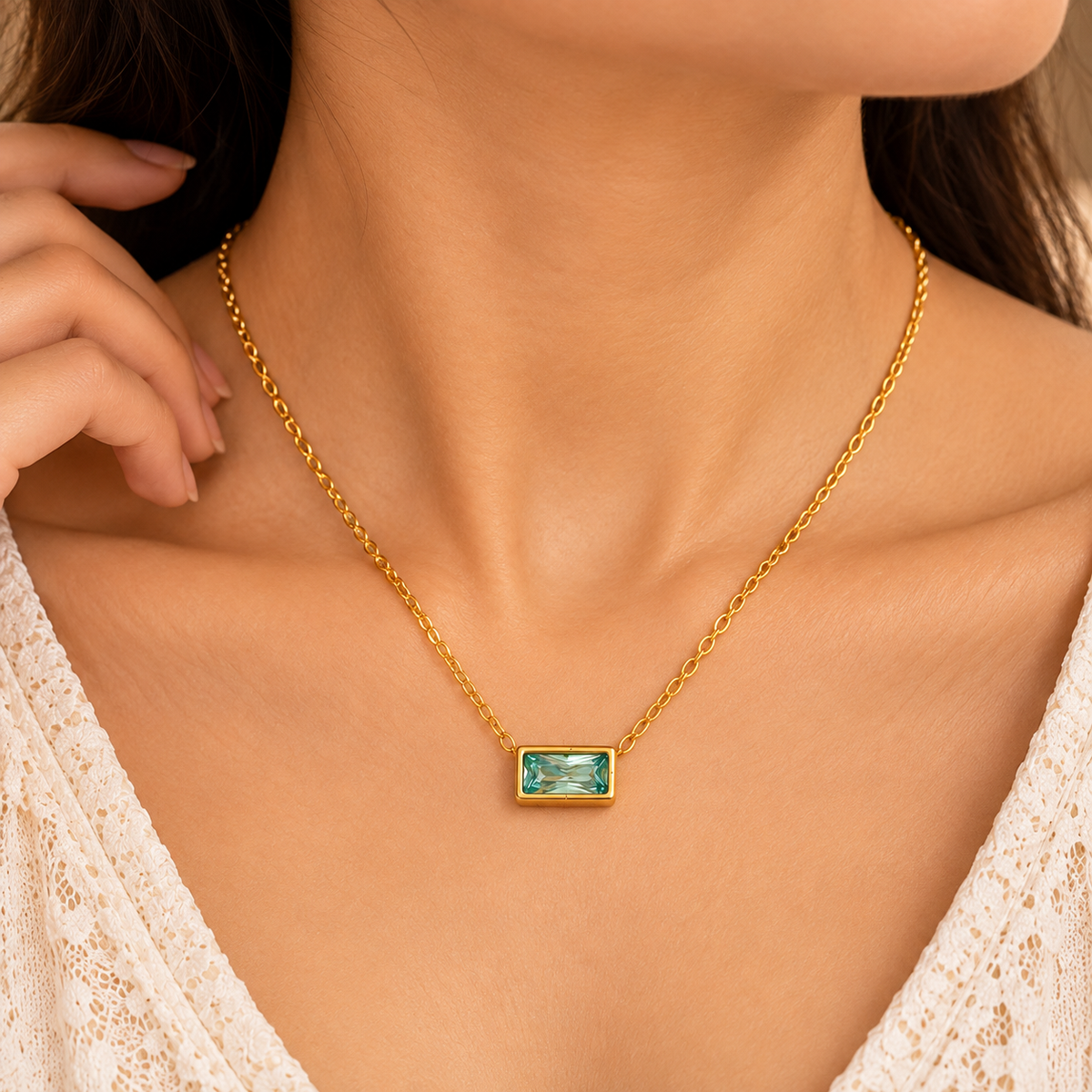 Laguna Emerald-Cut Pendant Necklace