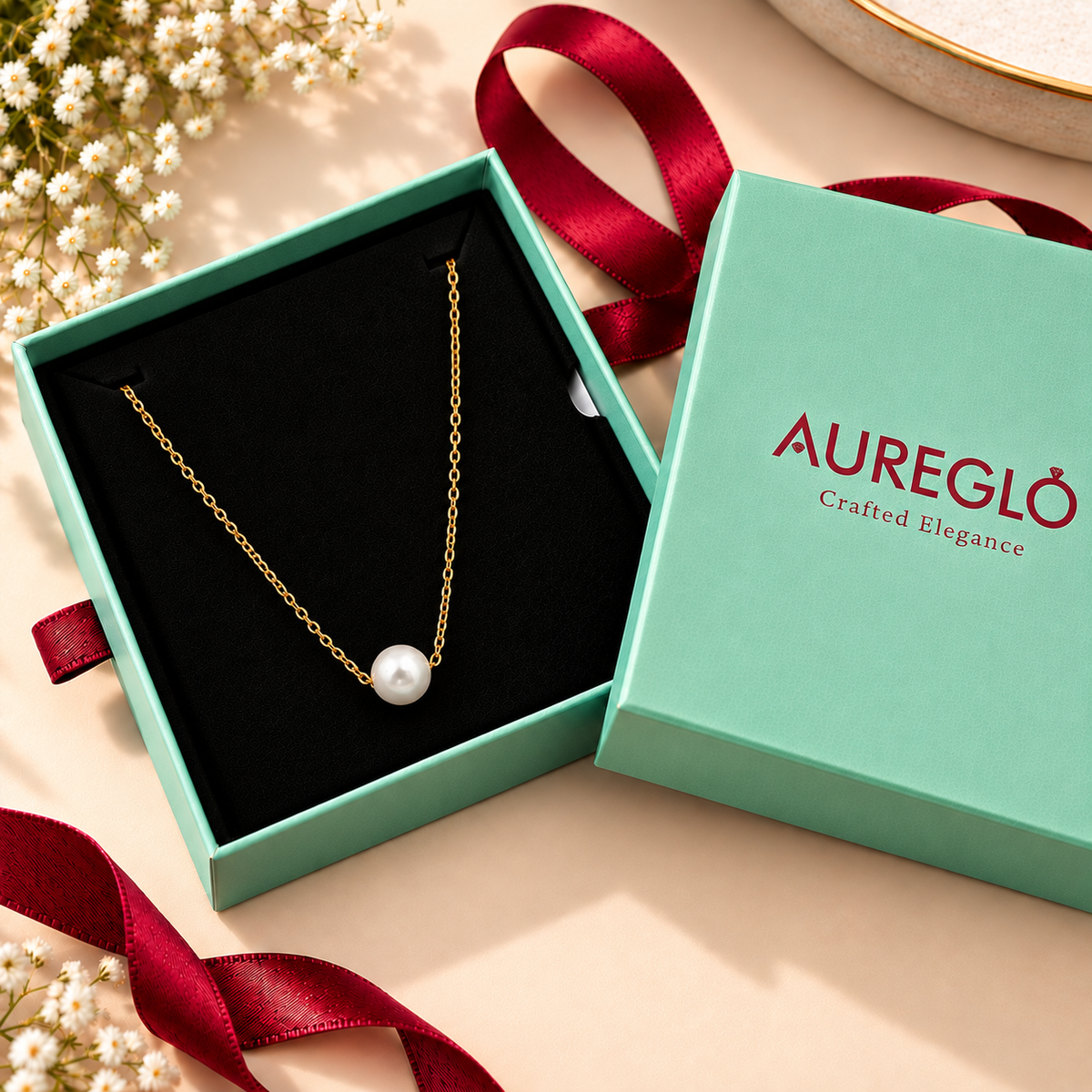Celestine Solitaire Pearl Necklace