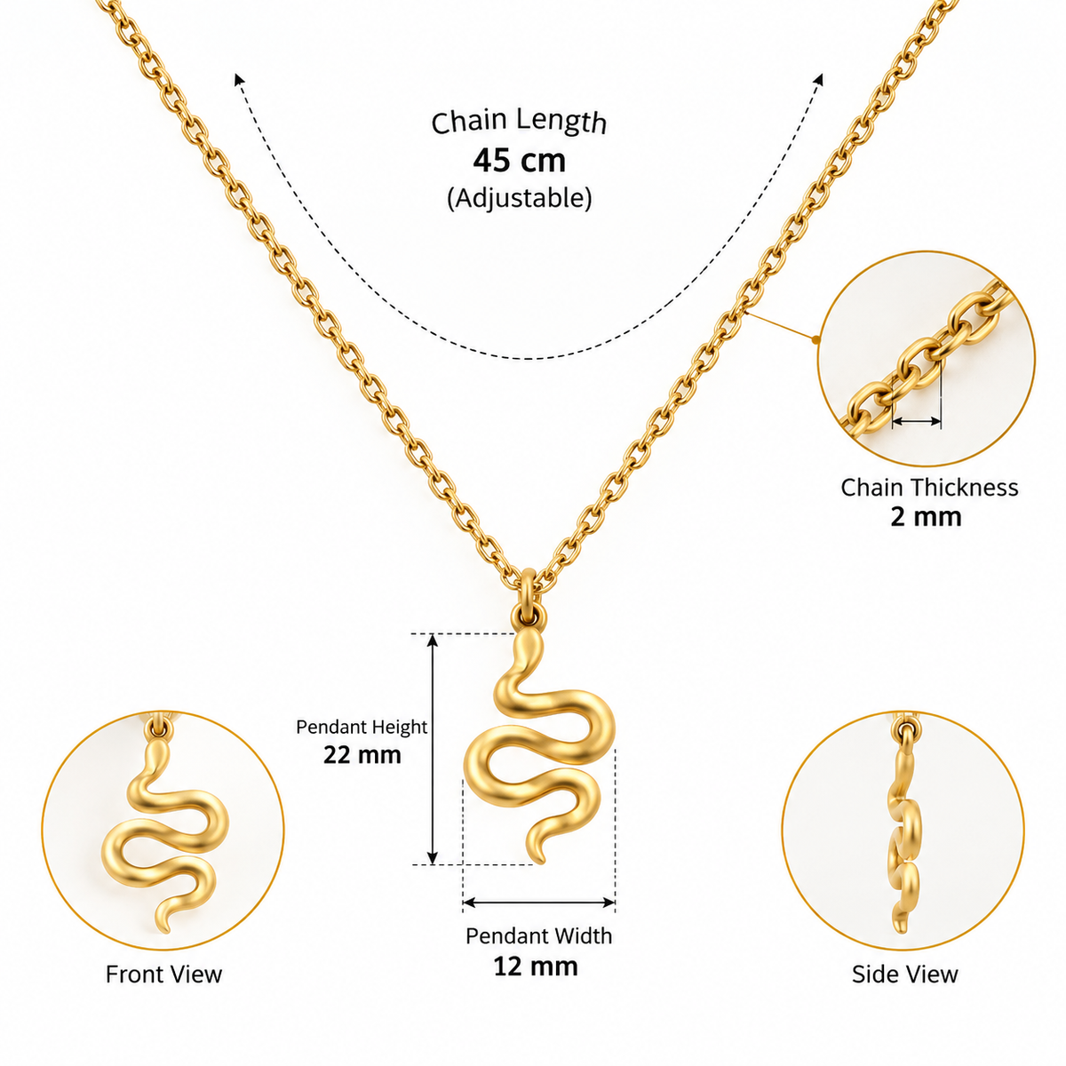 Serpentine Grace Snake Pendant Necklace