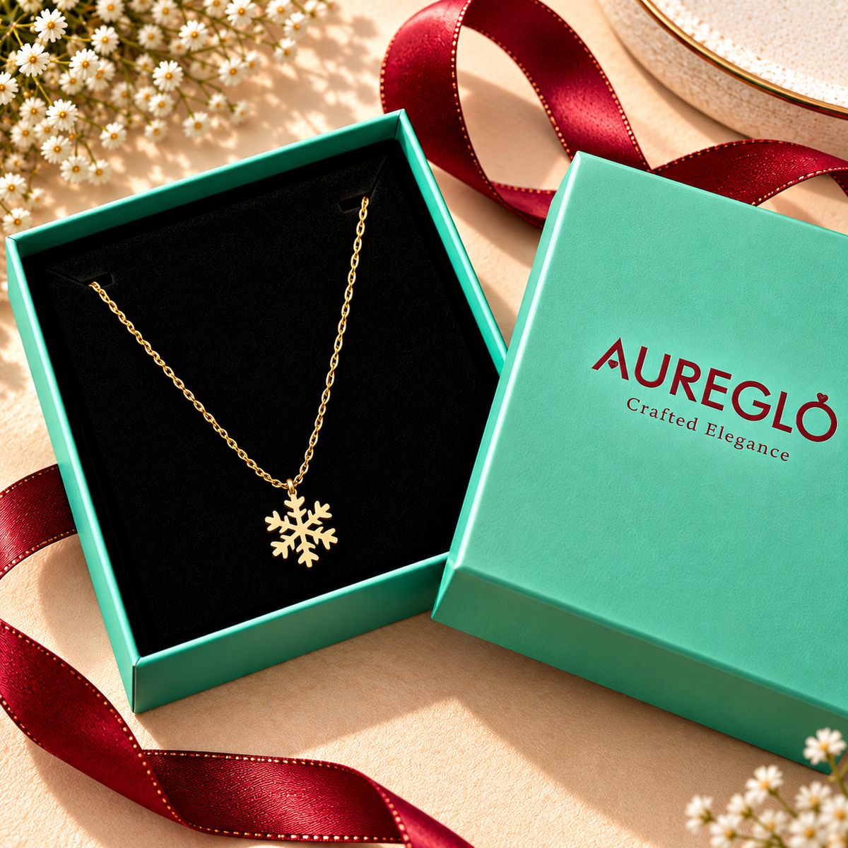 Crystal Snowflake Pendant Necklace