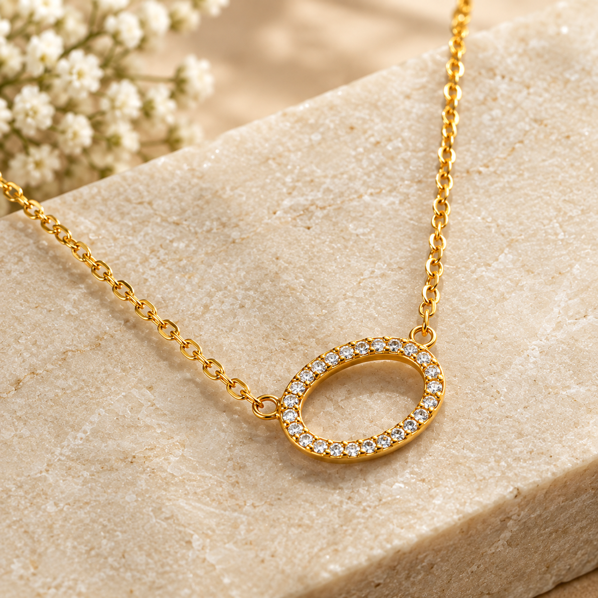 Halo Pavé Circle Necklace